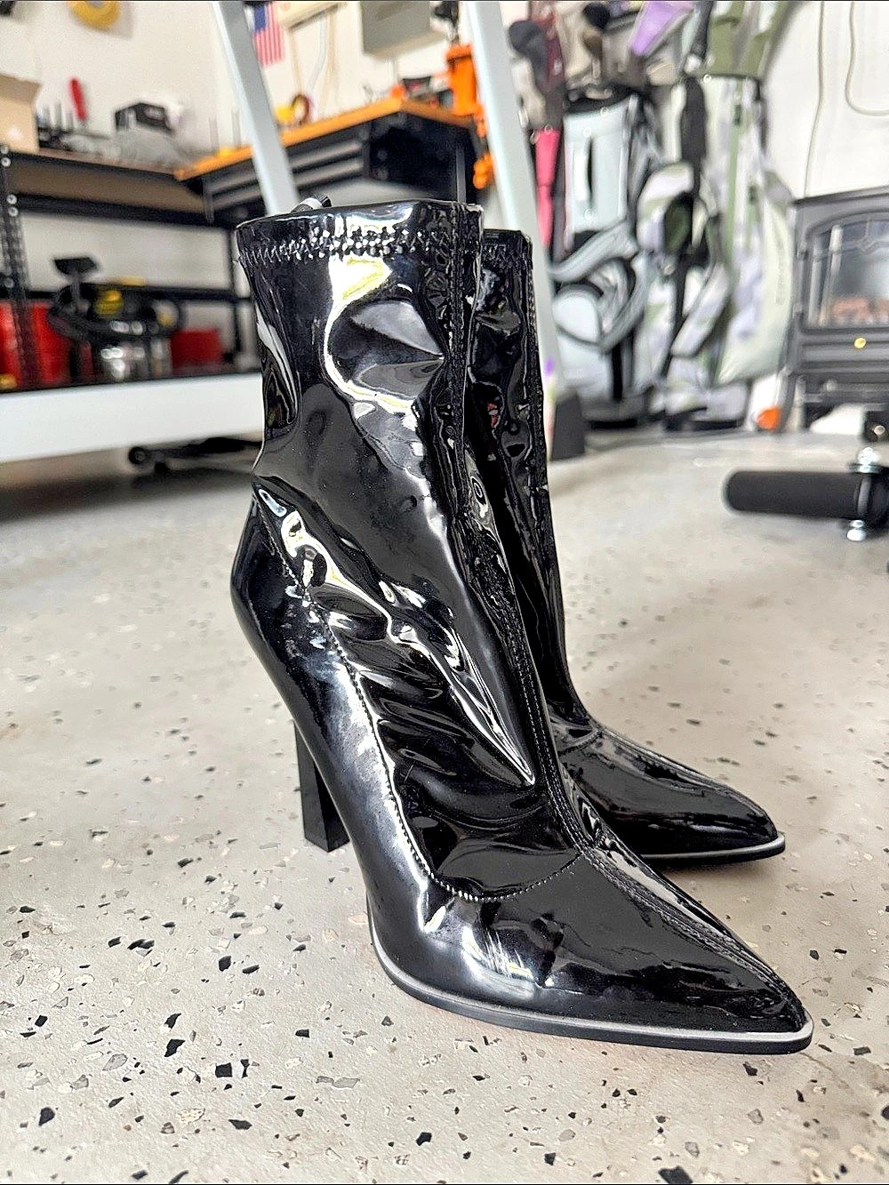 ALDO Black Patent Stiletto Ankle Bootie US 8